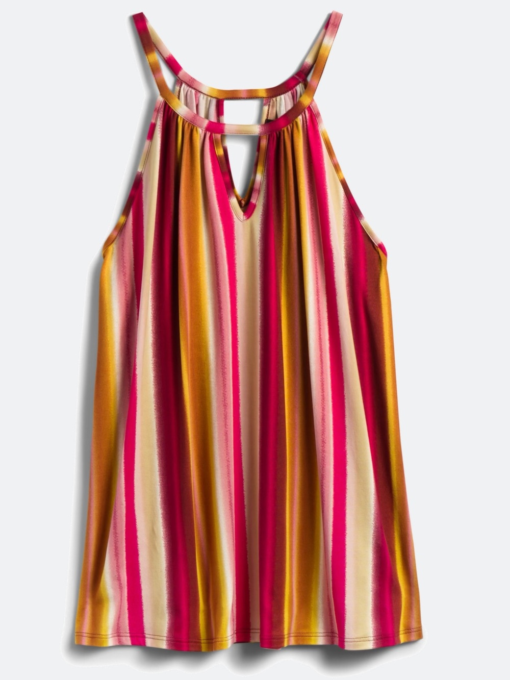 Papermoon Striped Keyhole Knit Camisole - Pink, Gold, Cream